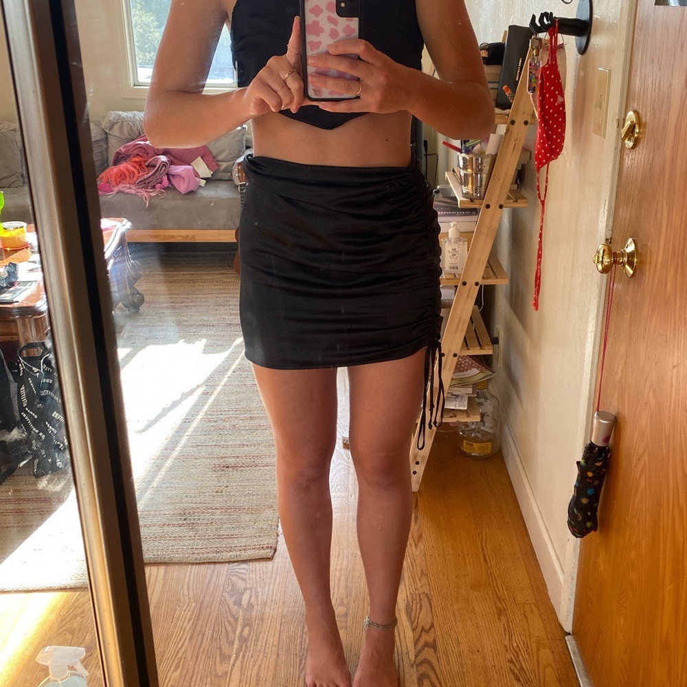 Motel Rocks Black Satin Skirt
